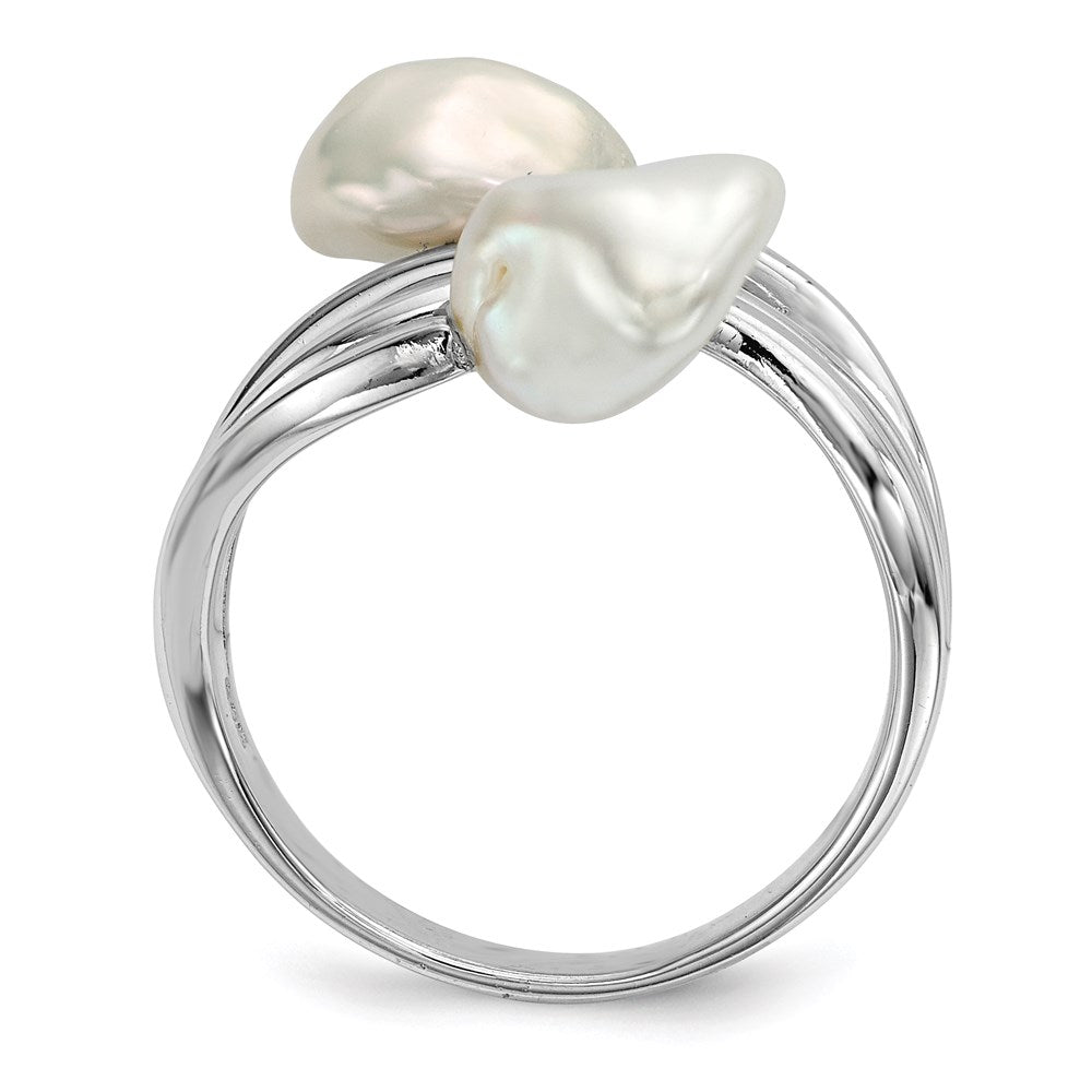 Sterling Silver RH 7-8mm White Baroque FWC Pearl Ring