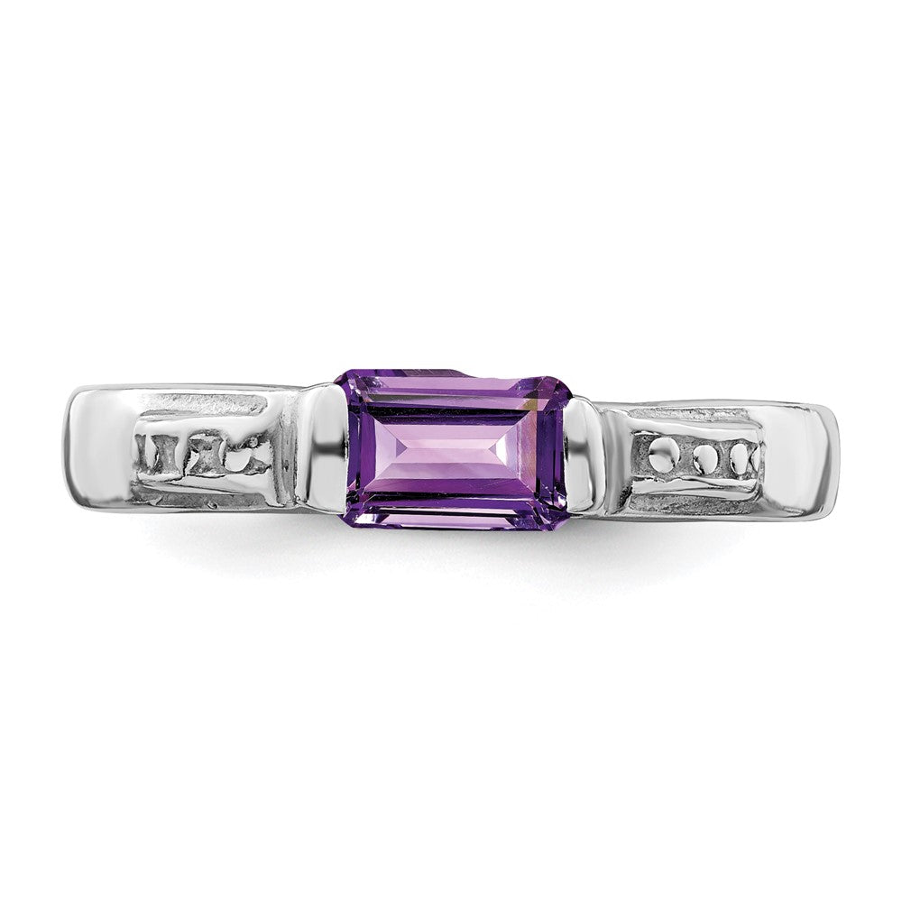 Sterling Silver Rhodium-plated Amethyst Ring