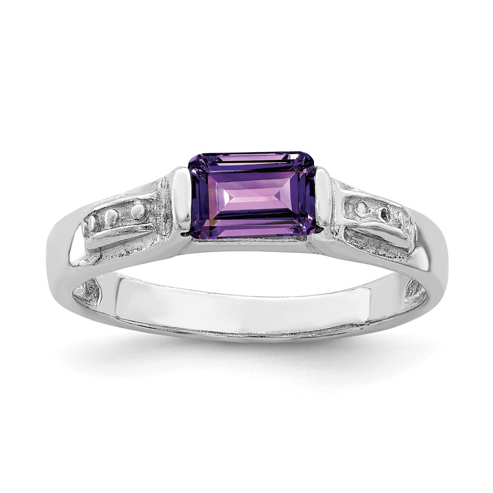 Sterling Silver Rhodium-plated Amethyst Ring