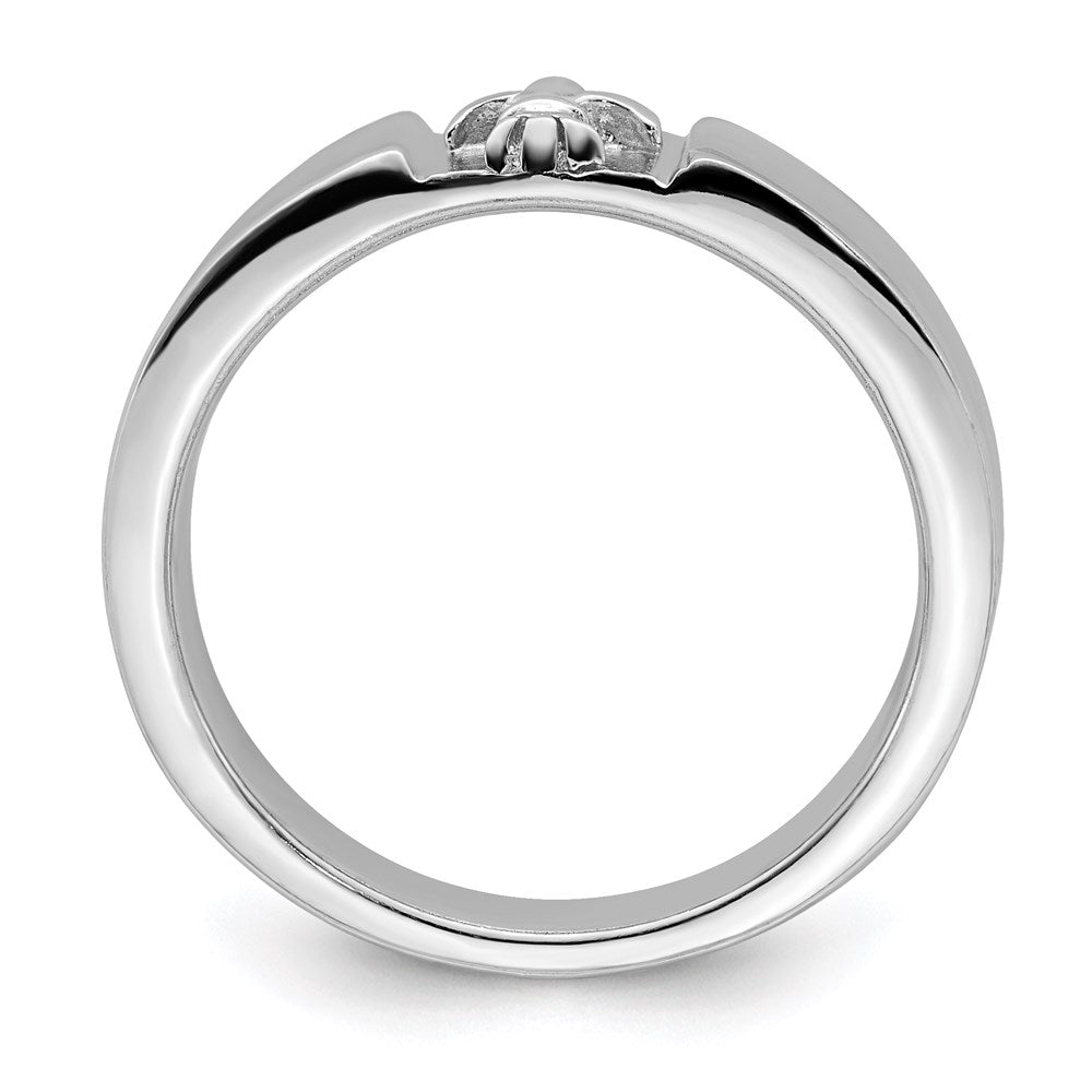 Sterling Silver Rhodium-plated Polished Fleur Dis Lis Band