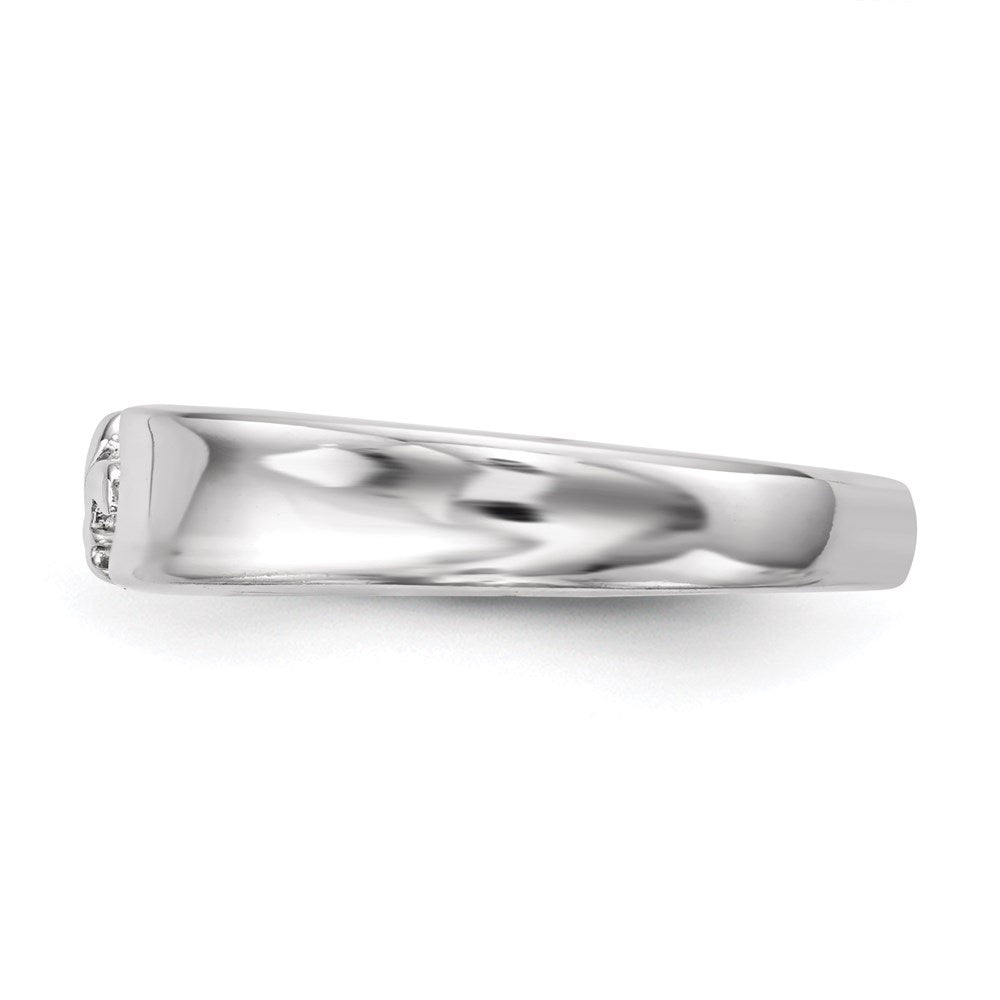 Sterling Silver Rhodium-plated Polished Fleur Dis Lis Band