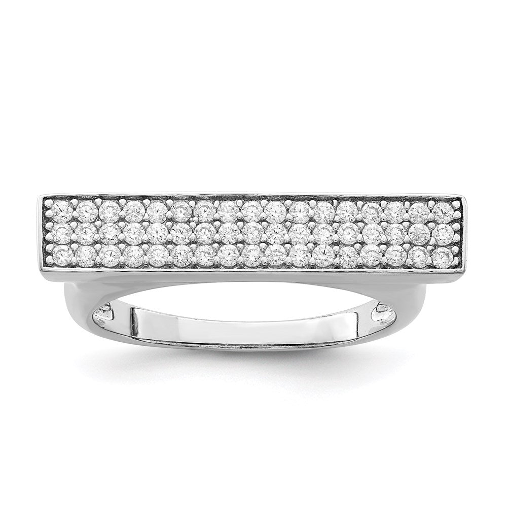 Sterling Silver Rhodium-plated CZ Ring