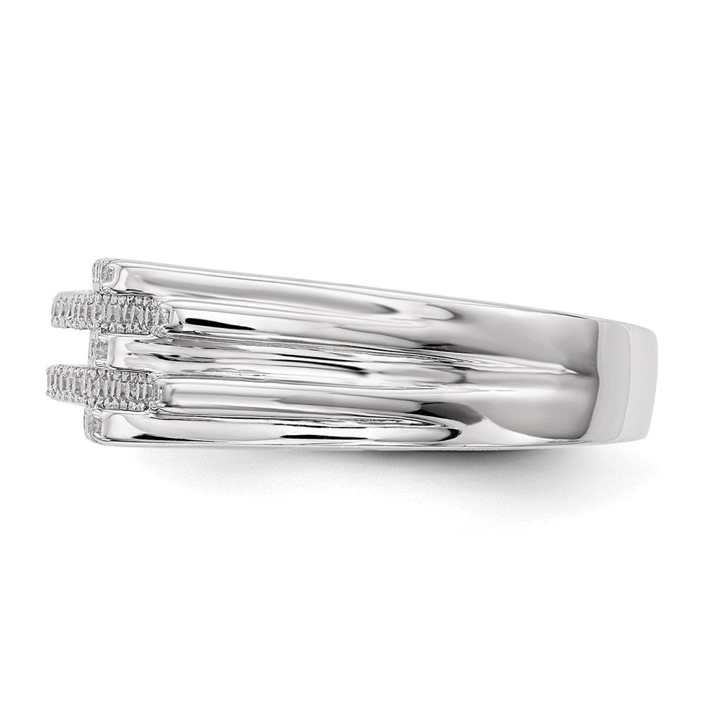 Sterling Silver Rhodium-plated CZ Ring