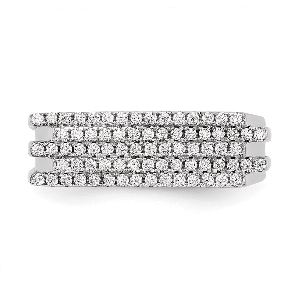 Sterling Silver Rhodium-plated CZ Ring