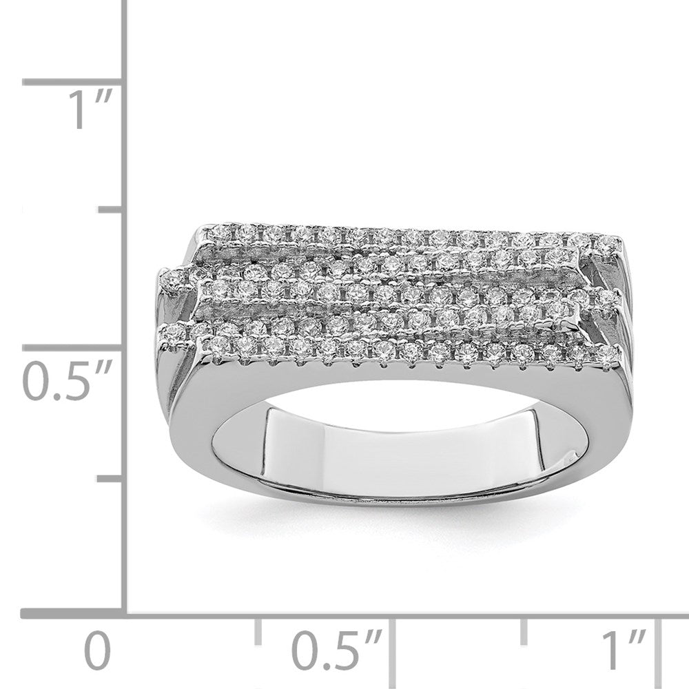 Sterling Silver Rhodium-plated CZ Ring