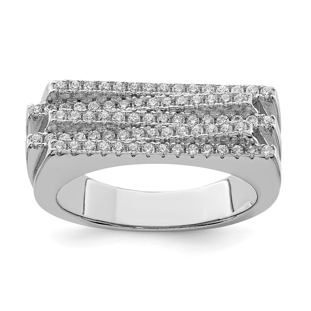 Sterling Silver Rhodium-plated CZ Ring