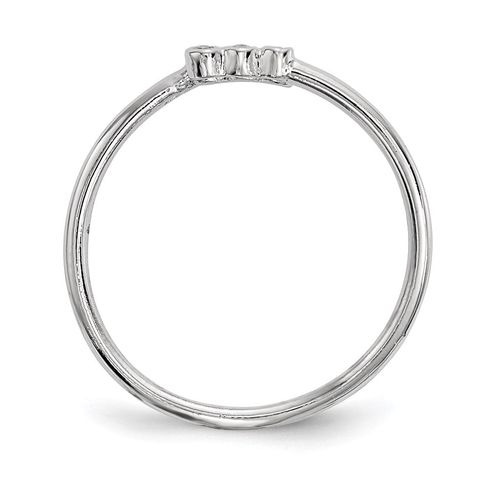 Sterling Silver Rhodium-plated CZ Adjustable Ring