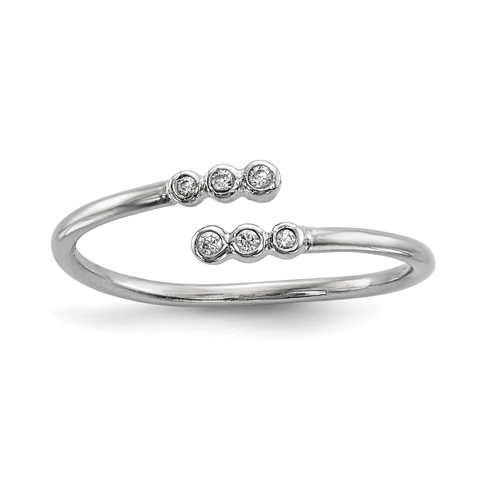 Sterling Silver Rhodium-plated CZ Adjustable Ring