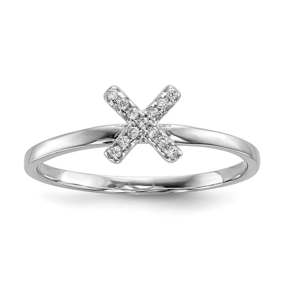 Sterling Silver Rhodium-plated CZ X & O 2-Ring Set