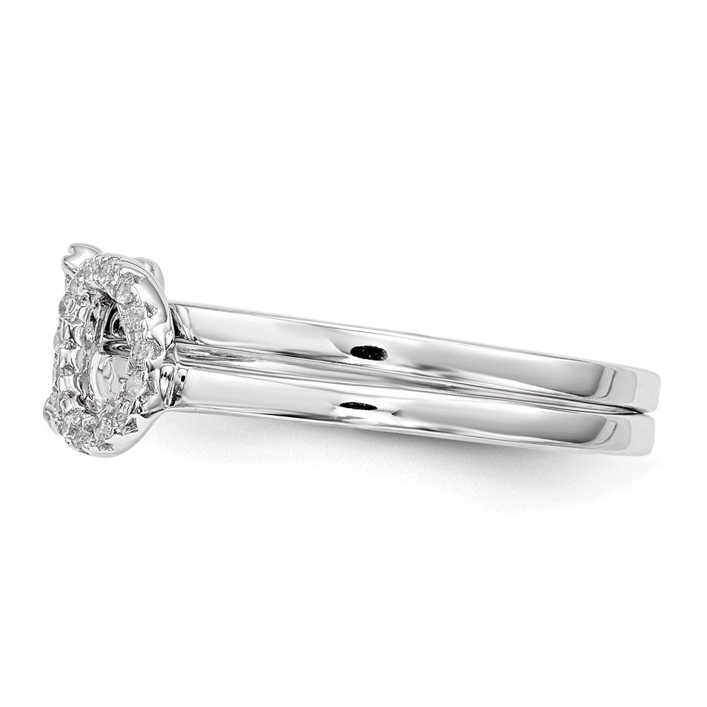 Sterling Silver Rhodium-plated CZ X & O 2-Ring Set