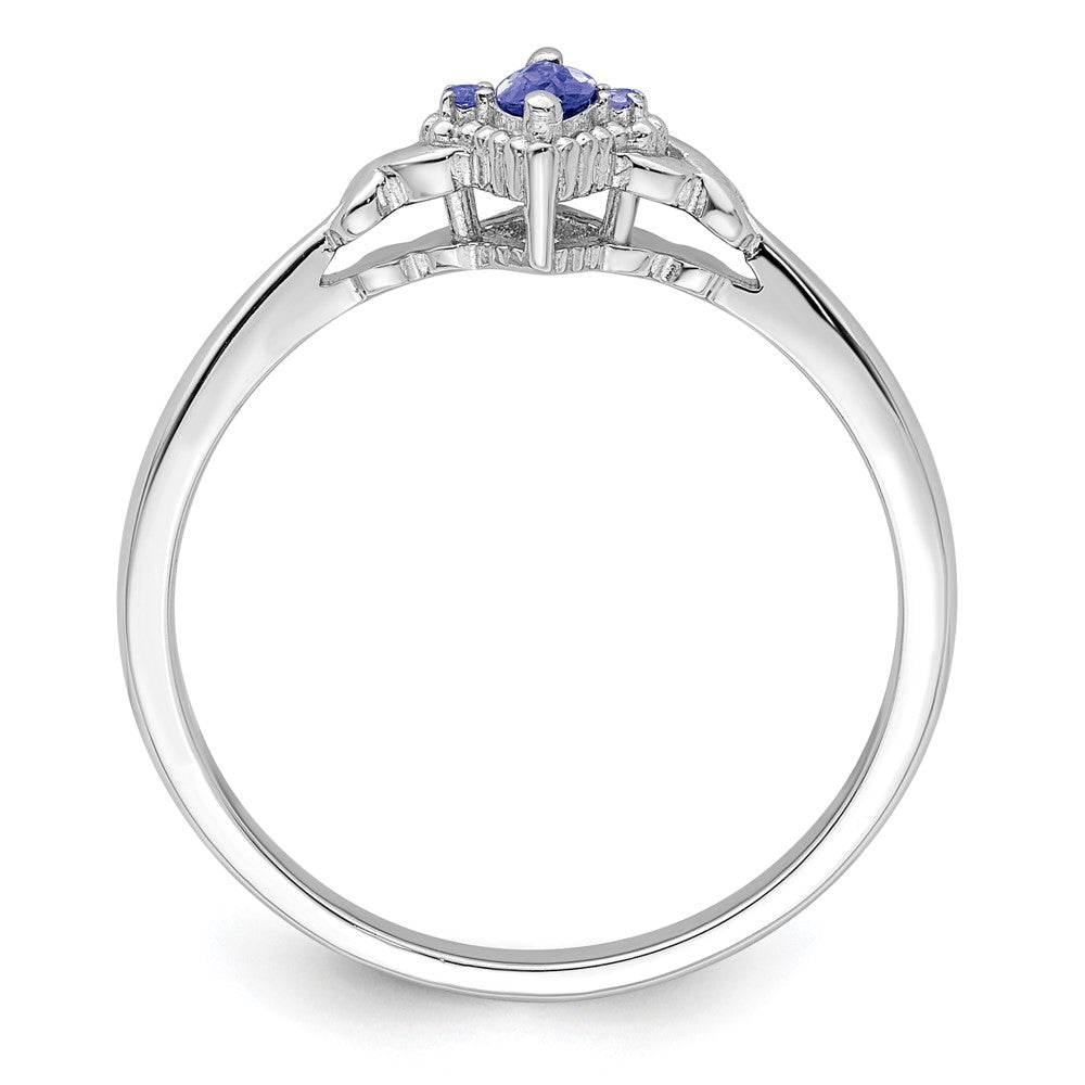 Sterling Silver Rhodium Diam. and Tanzanite Ring