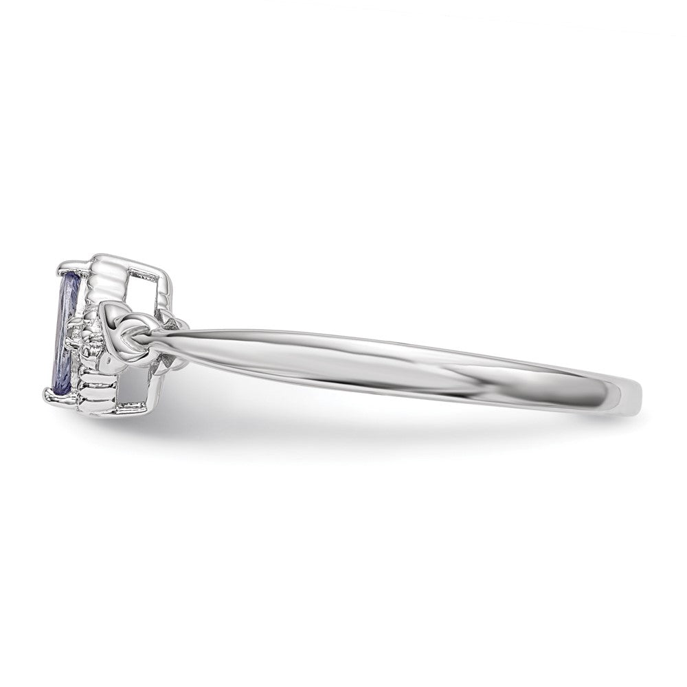 Sterling Silver Rhodium Diam. and Tanzanite Ring