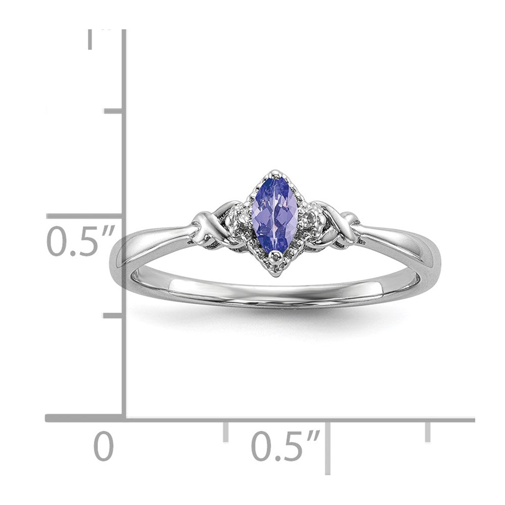 Sterling Silver Rhodium Diam. and Tanzanite Ring