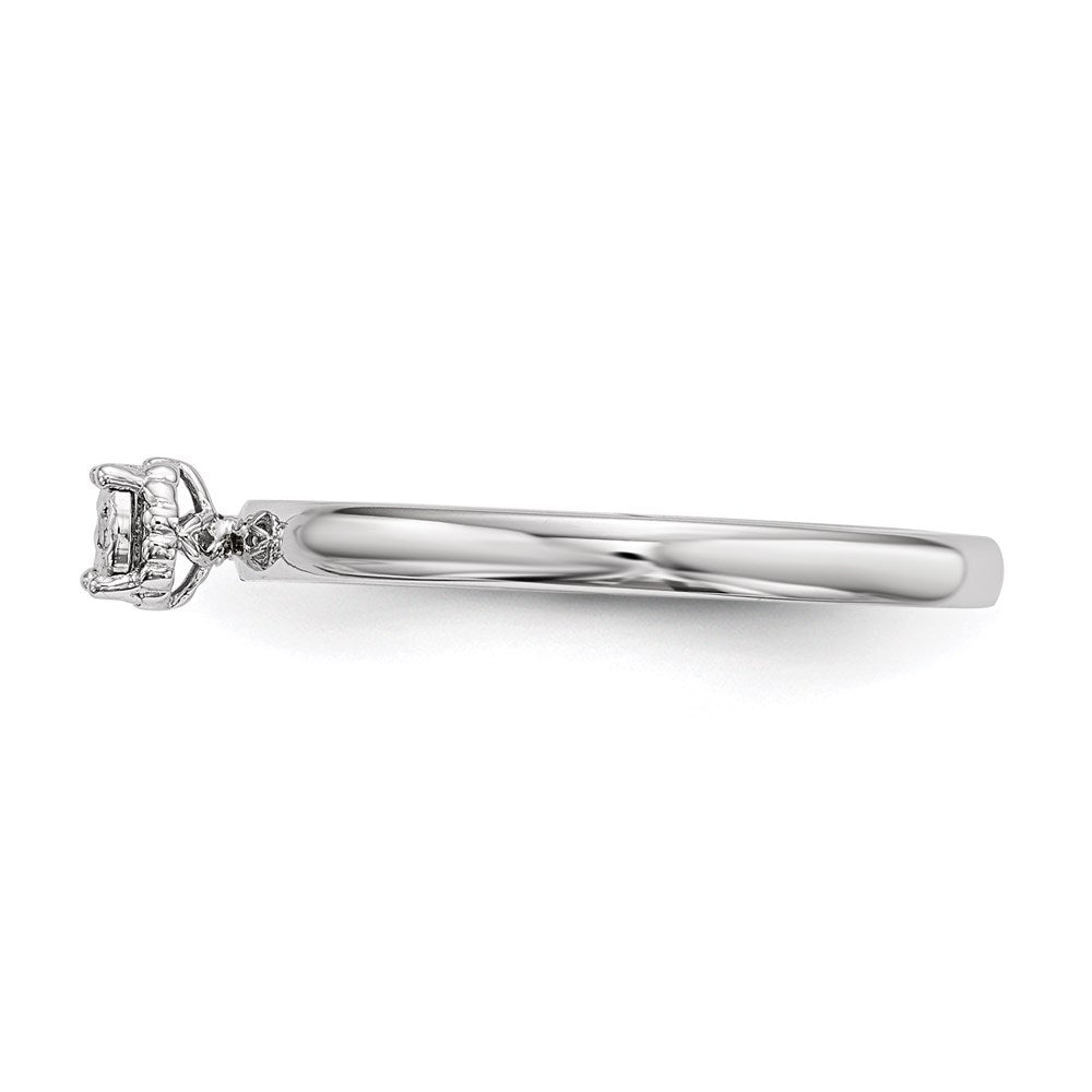 Sterling Silver Rhodium Plated Polished Diamond Ring