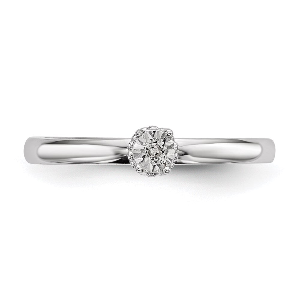 Sterling Silver Rhodium Plated Polished Diamond Ring