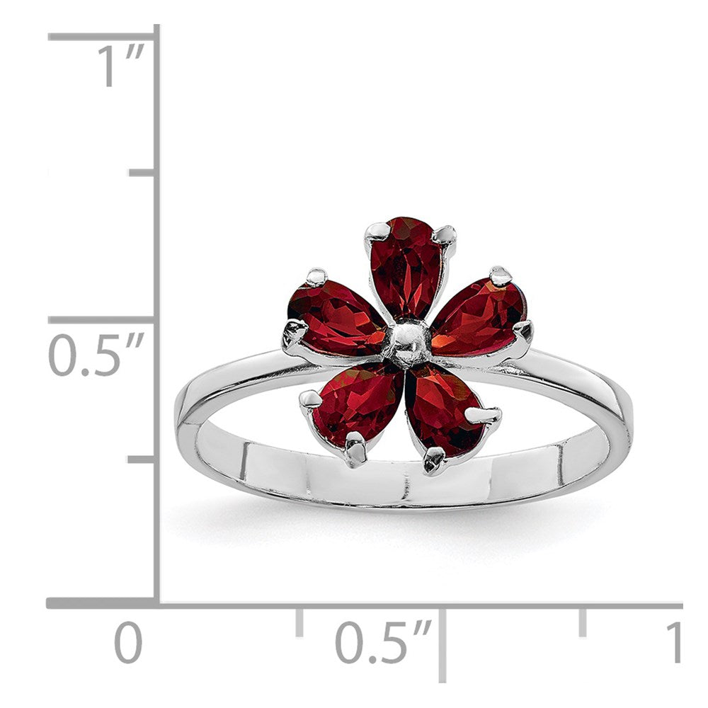 Sterling Silver Rhodium-plated Garnet Ring