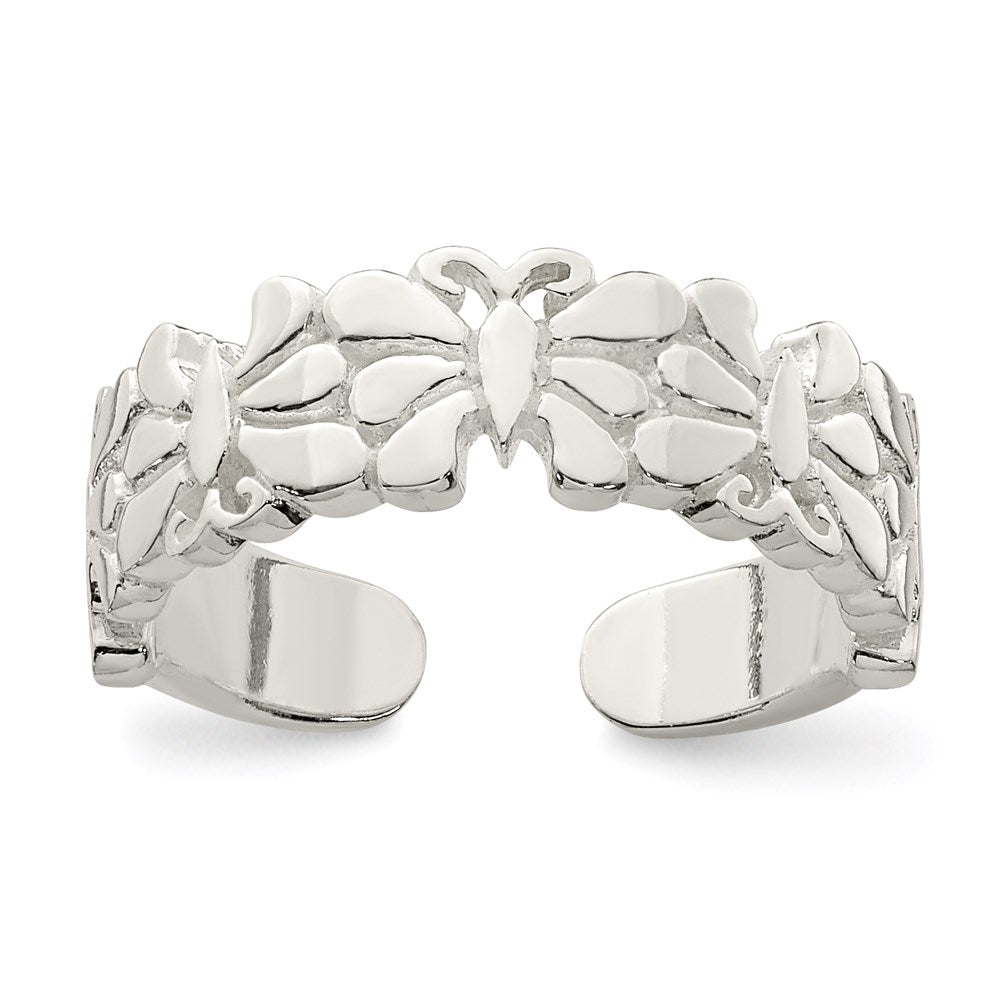 Sterling Silver Polished Butterflies Toe Ring