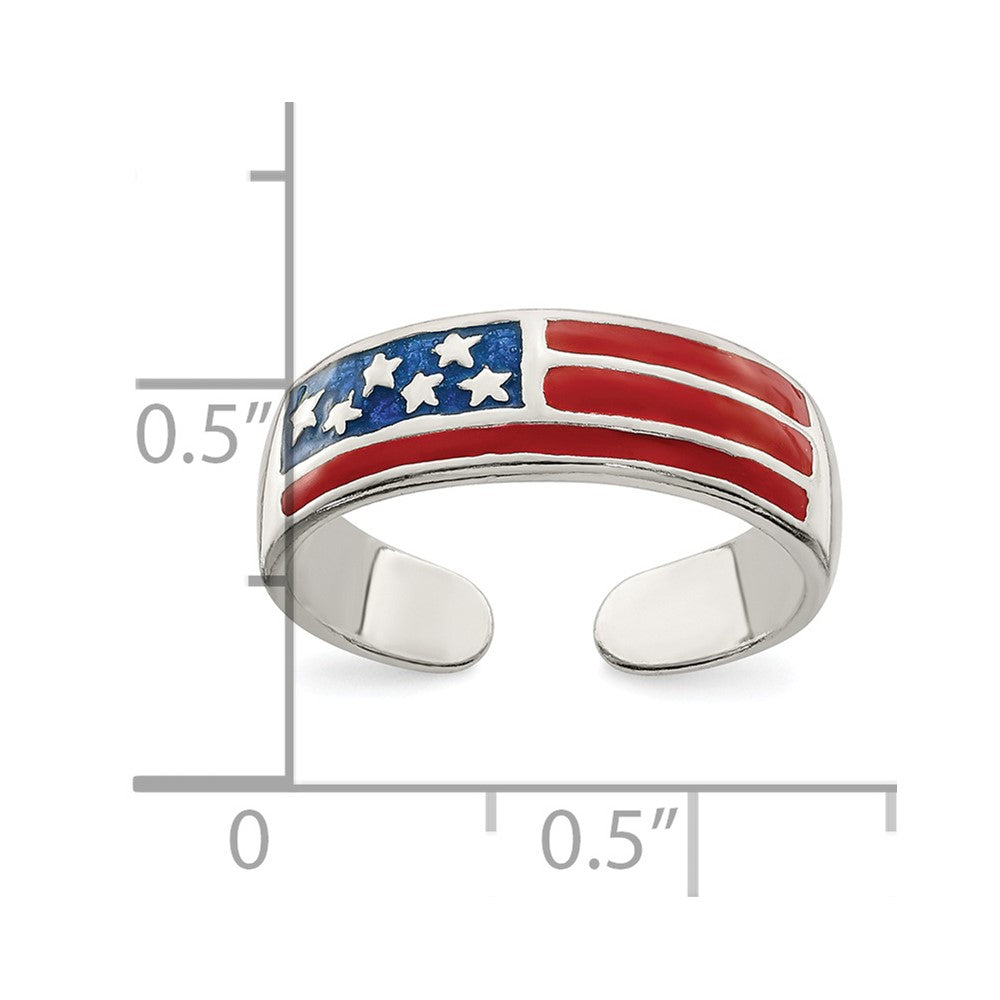 Sterling Silver Enameled Flag Toe Ring