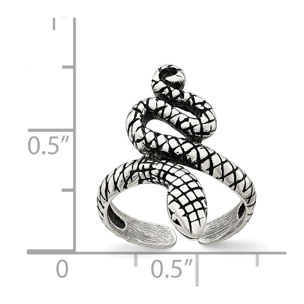 Sterling Silver Antiqued Snake Toe Ring