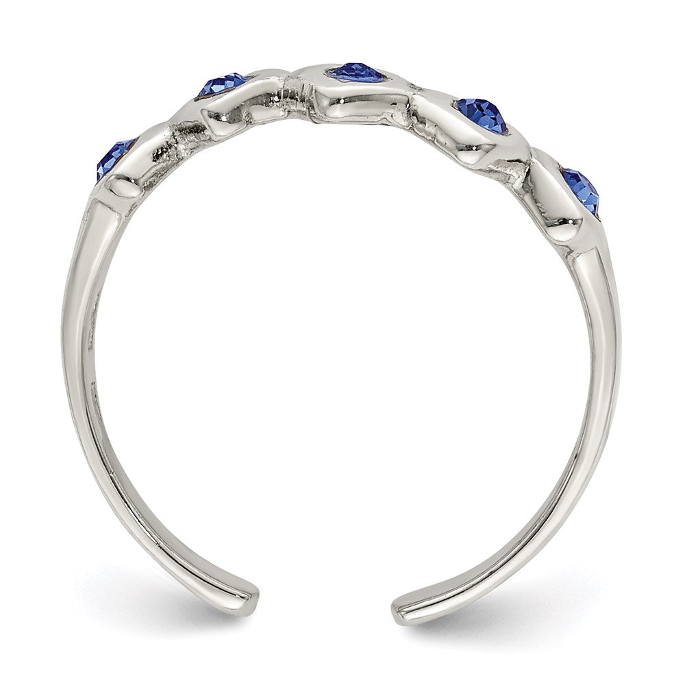 Sterling Silver Blue CZ Heart Toe Ring