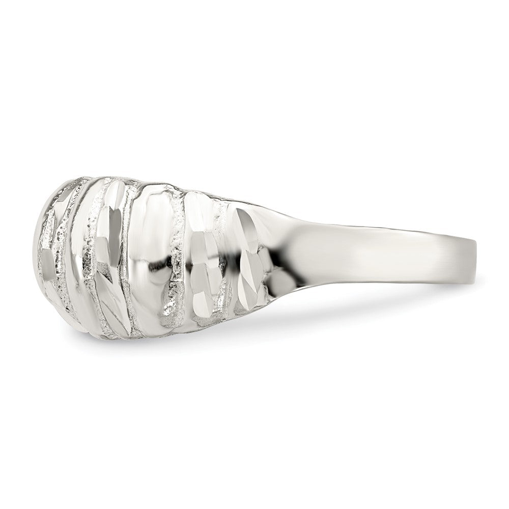 Sterling Silver Diamond-cut Domed Ring