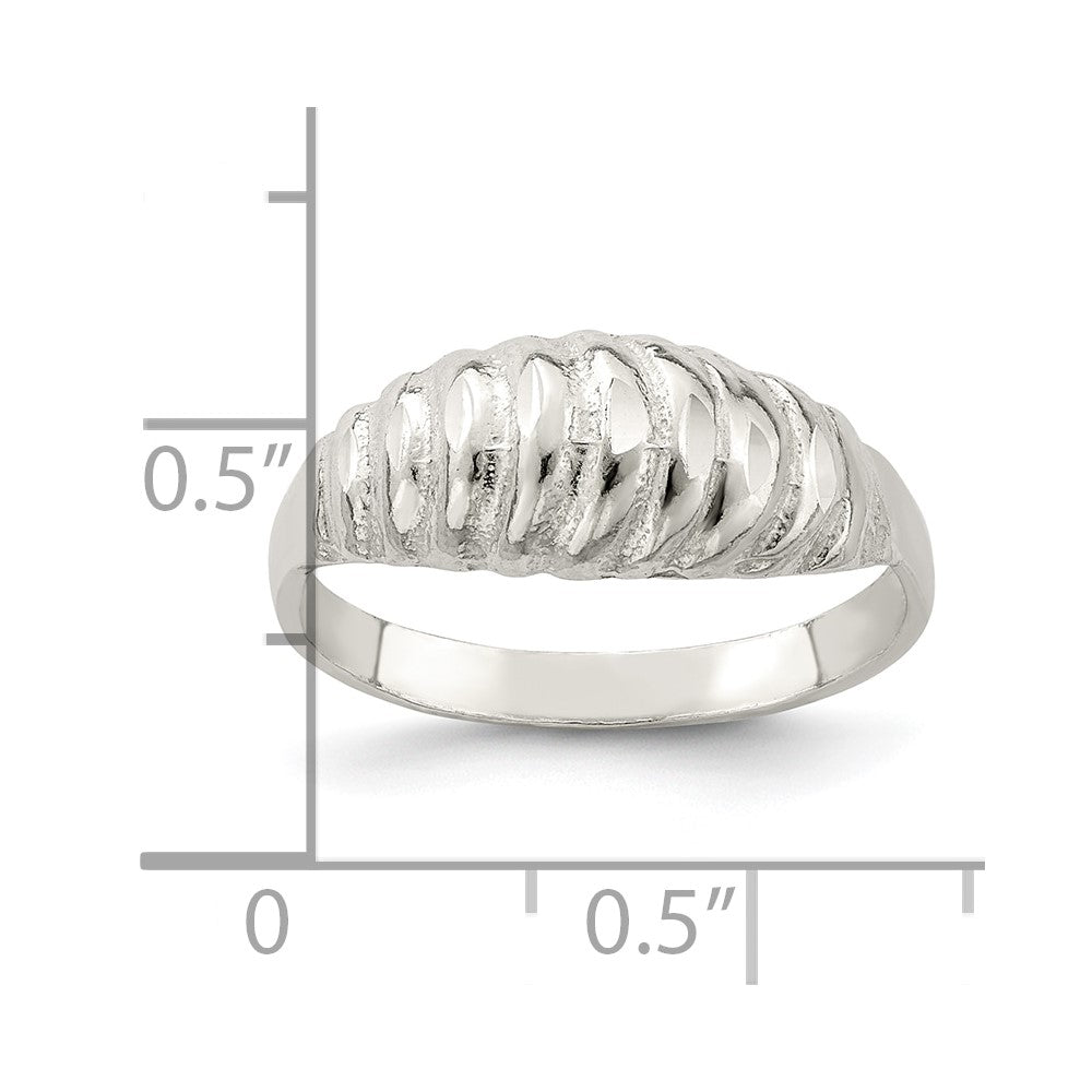 Sterling Silver Diamond-cut Domed Ring