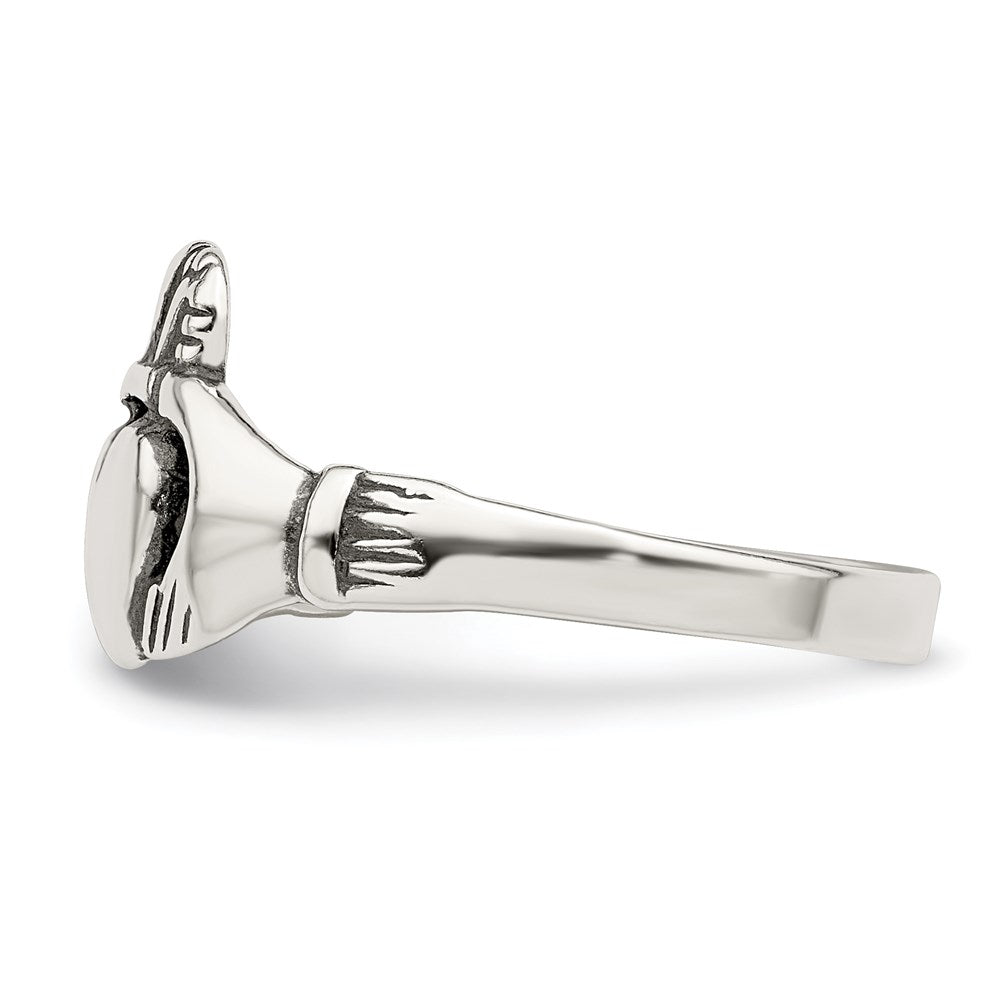 Sterling Silver Antiqued Claddagh Ring