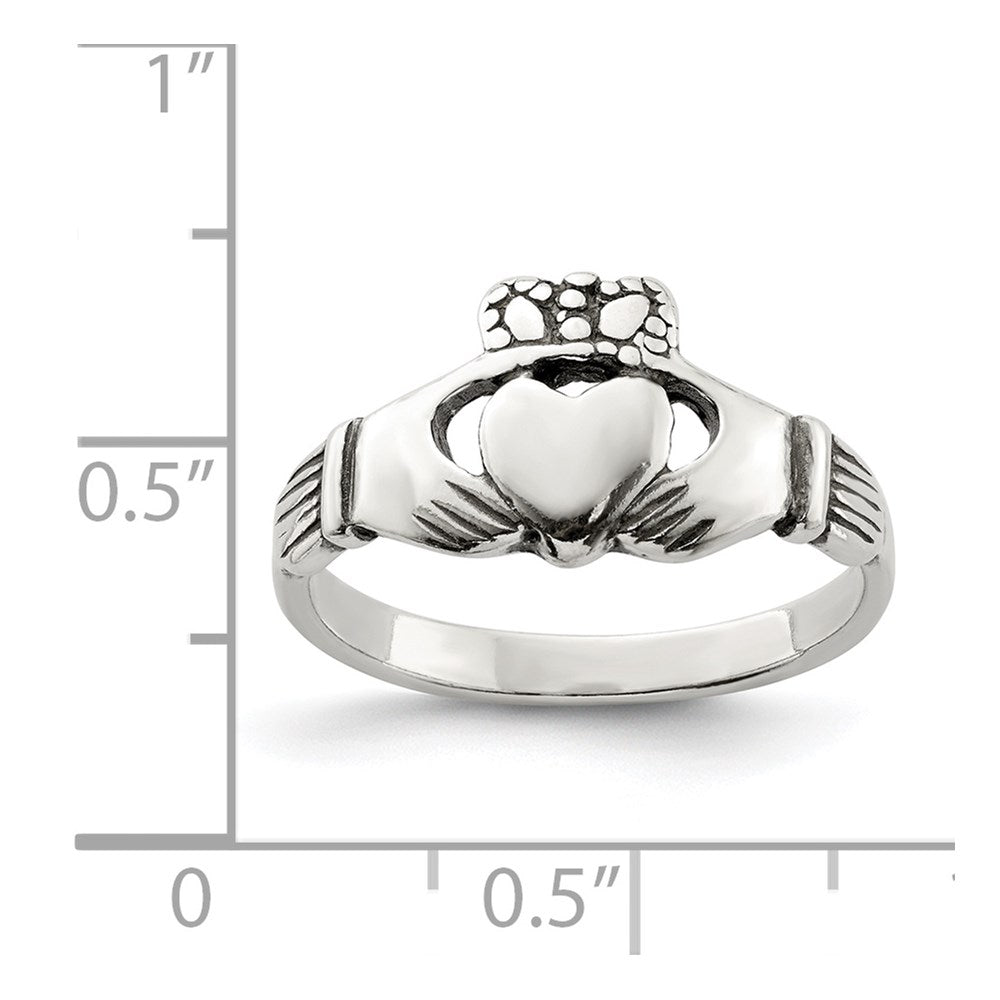 Sterling Silver Antiqued Claddagh Ring