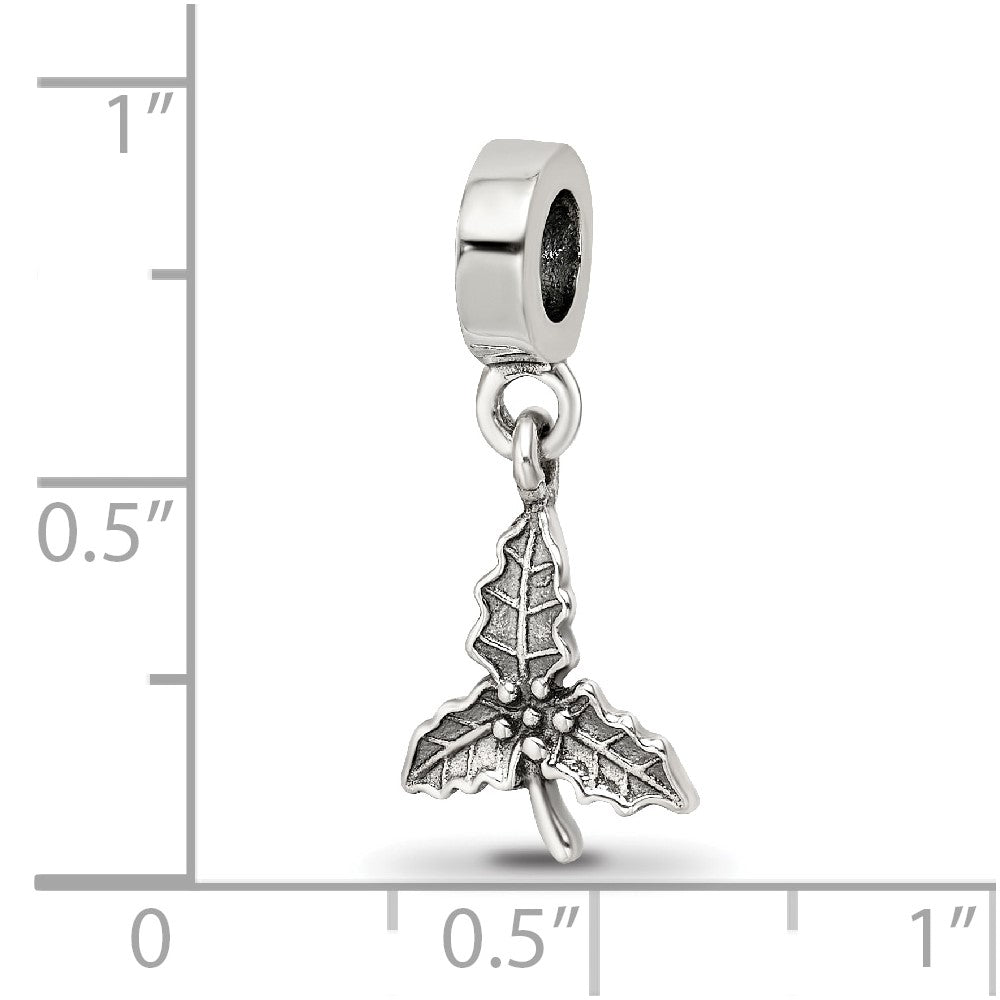 Sterling Silver Reflections Holly Leaf Dangle Bead