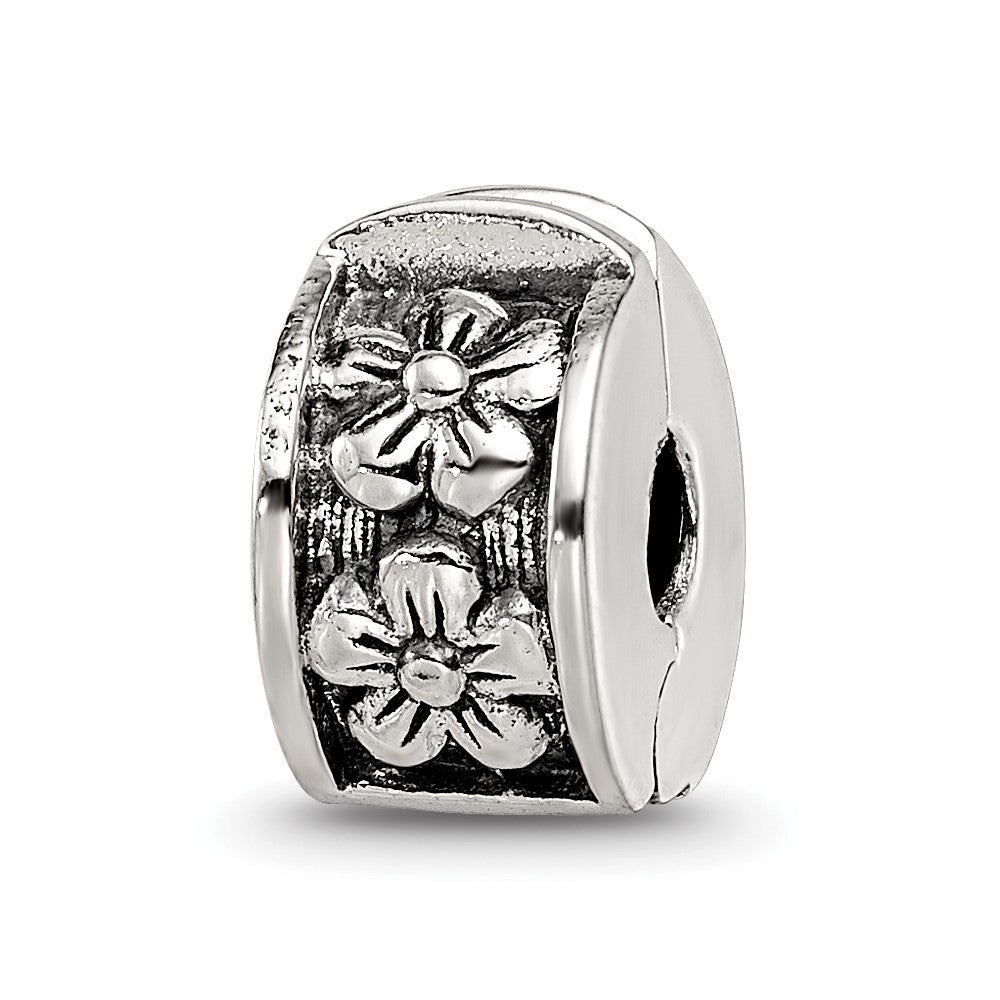 Sterling Silver Reflections Hinged Floral Clip Bead