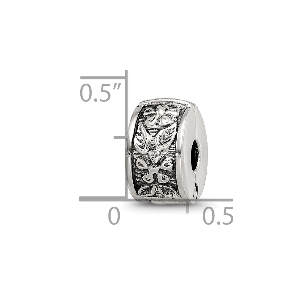 Sterling Silver Reflections Hinged Floral Clip Bead