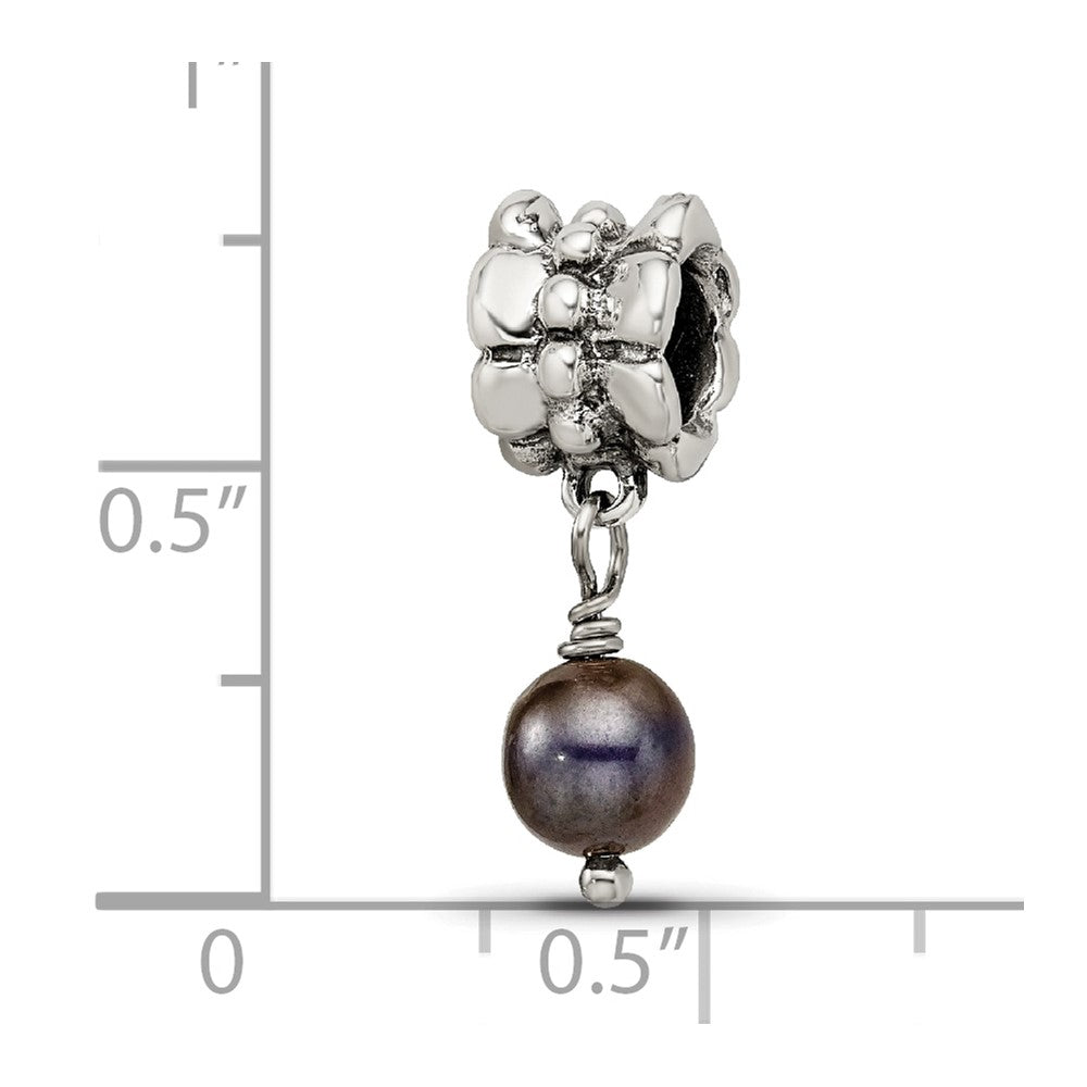 Sterling Silver Reflections Grey FW Cultured Pearl Dangle Bead