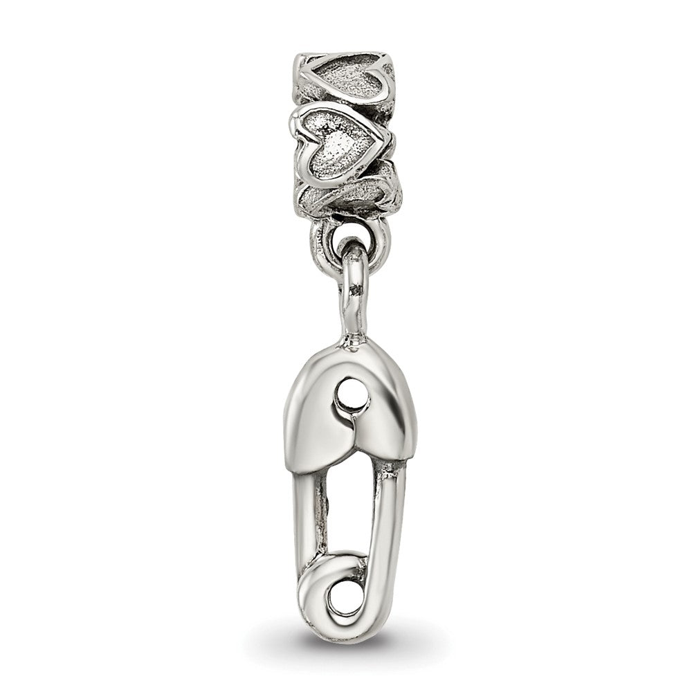 Kids Collection Sterling Silver Safety Pin Dangle Reflections Bead