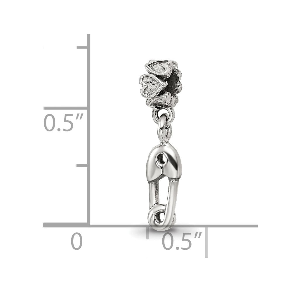 Kids Collection Sterling Silver Safety Pin Dangle Reflections Bead