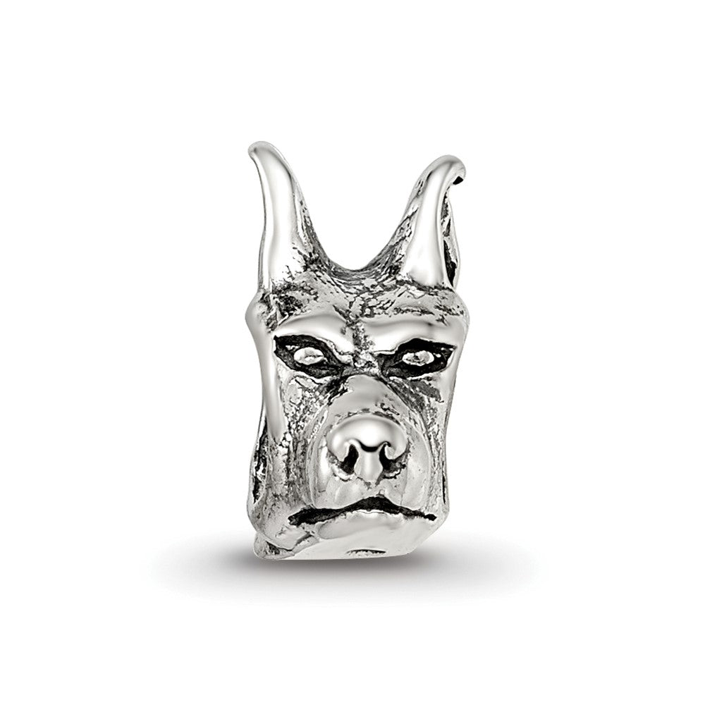 Sterling Silver Reflections Doberman Pinscher Head Bead