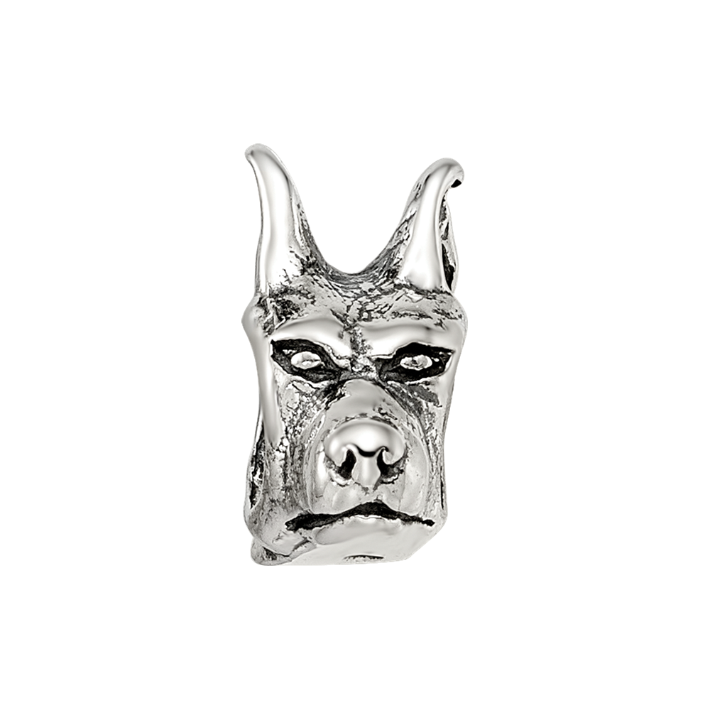 Sterling Silver Reflections Doberman Pinscher Head Bead