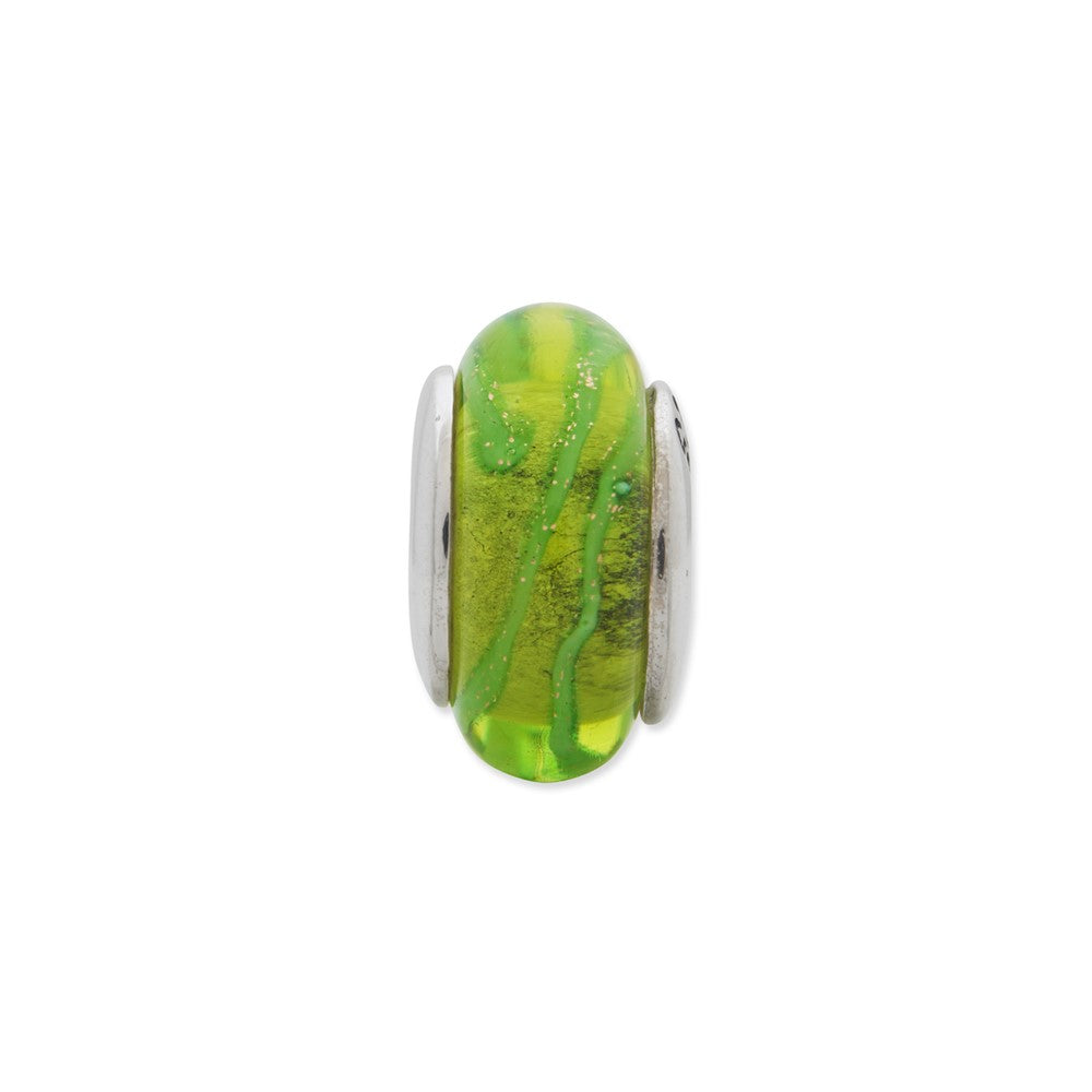 Sterling Silver Reflections Lt. Green Hand-blown Glass Bead