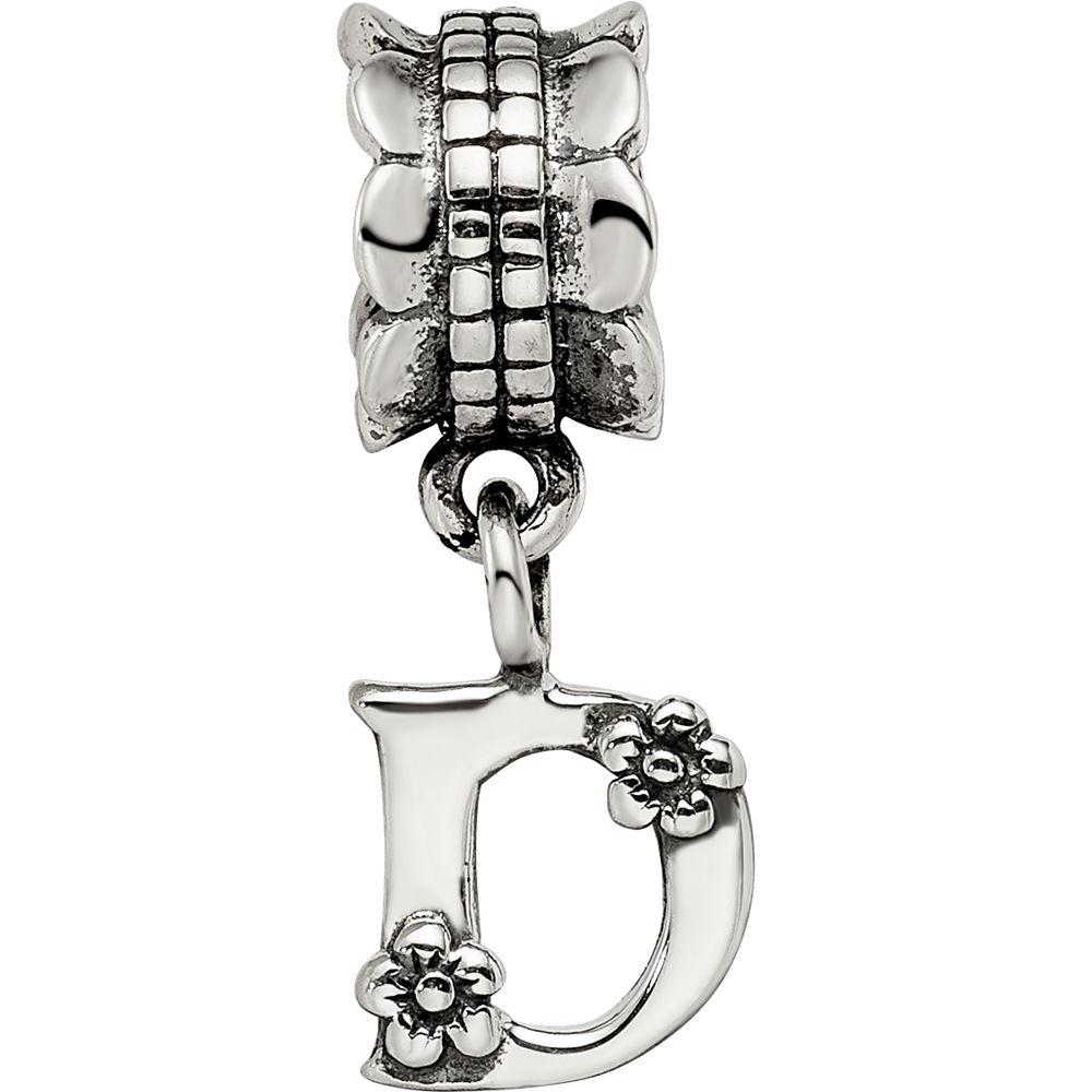 Sterling Silver Reflections Letter D Dangle Bead