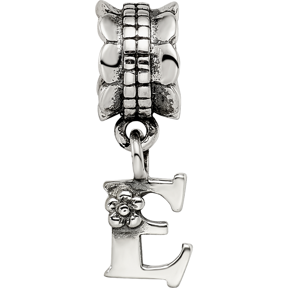 Sterling Silver Reflections Letter E Dangle Bead