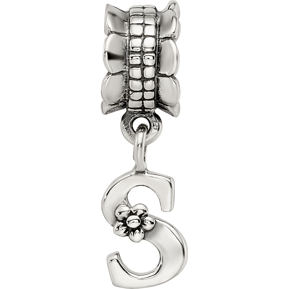 Sterling Silver Reflections Letter S Dangle Bead