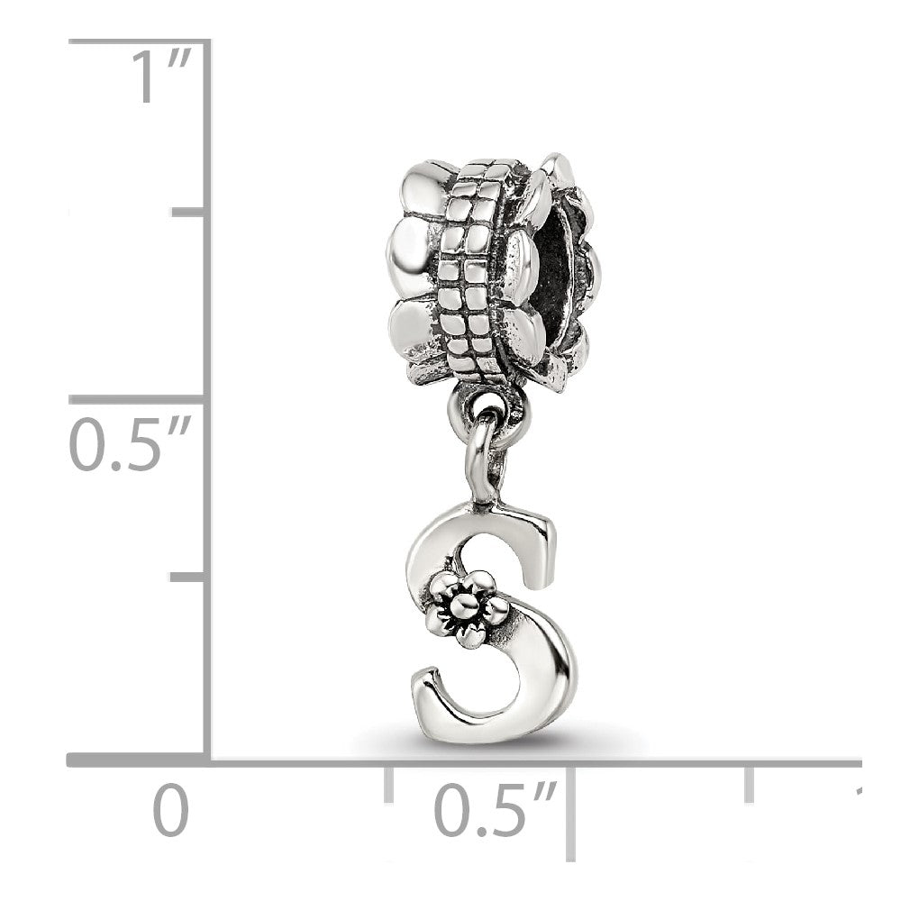 Sterling Silver Reflections Letter S Dangle Bead