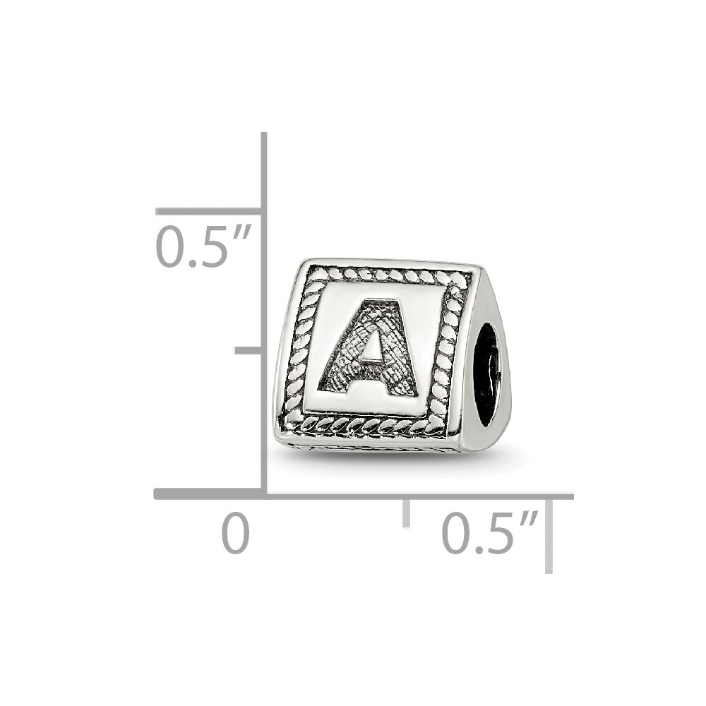 Sterling Silver Reflections Letter A Triangle Block Bead