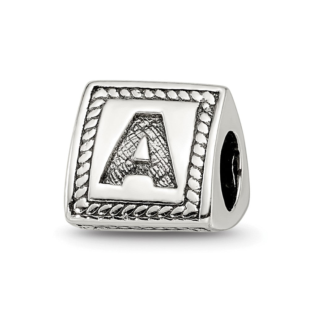 Sterling Silver Reflections Letter A Triangle Block Bead