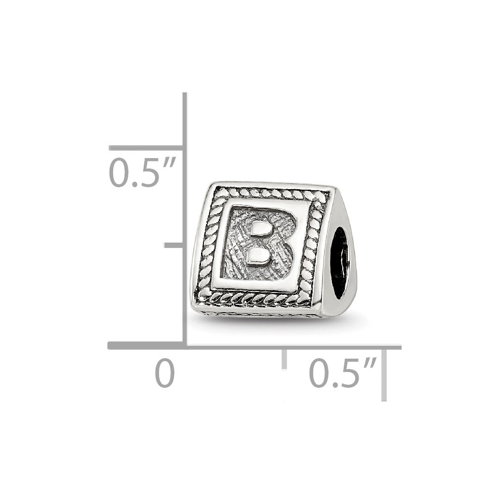 Sterling Silver Reflections Letter B Triangle Block Bead