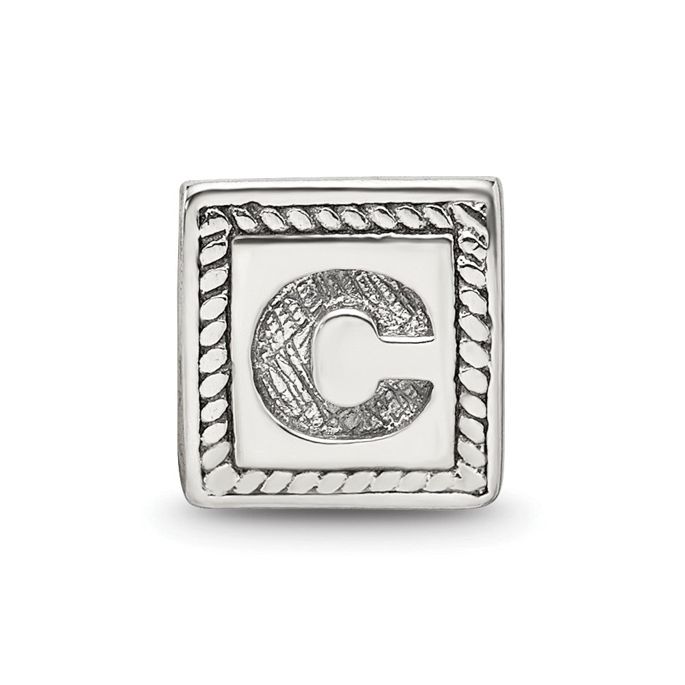 Sterling Silver Reflections Letter C Triangle Block Bead