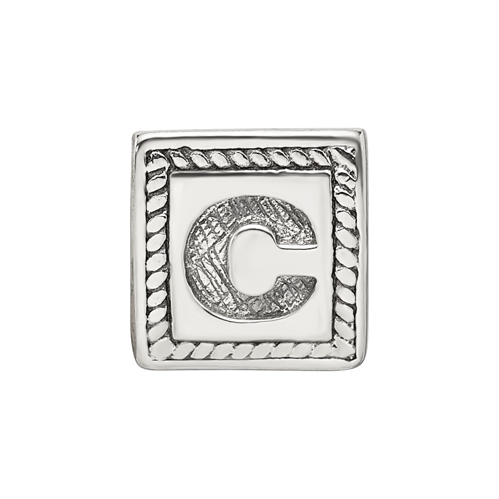 Sterling Silver Reflections Letter C Triangle Block Bead