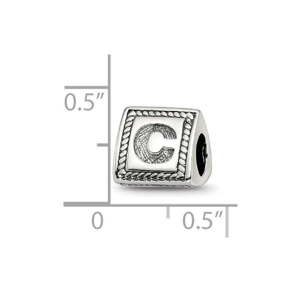 Sterling Silver Reflections Letter C Triangle Block Bead