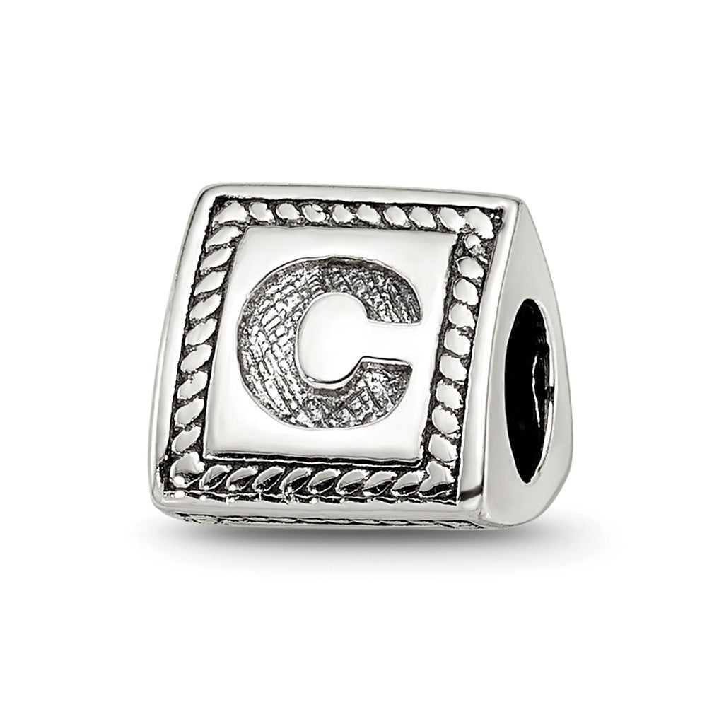 Sterling Silver Reflections Letter C Triangle Block Bead