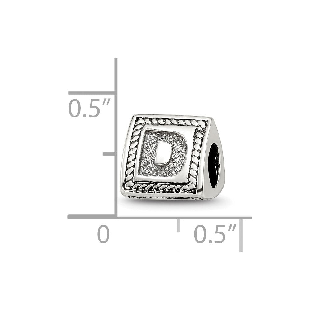 Sterling Silver Reflections Letter D Triangle Block Bead