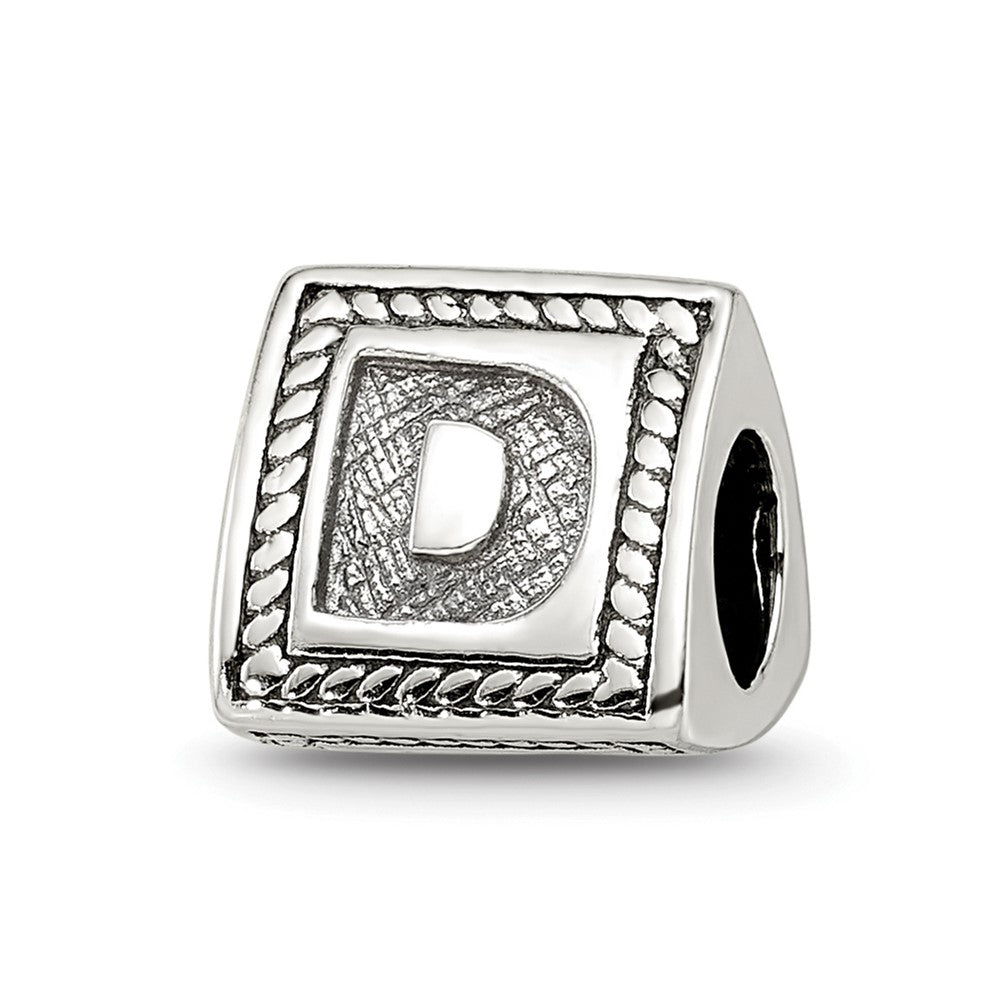 Sterling Silver Reflections Letter D Triangle Block Bead